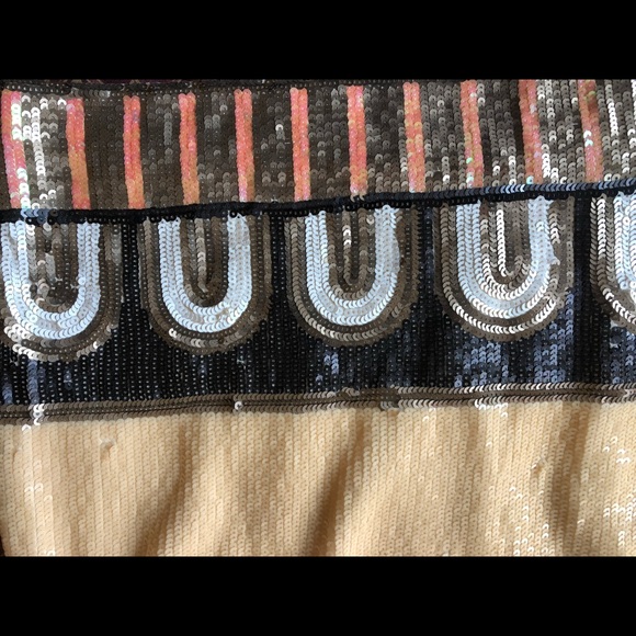 English Rose Yellow Sunrise Sequin Mini Skirt- size M/L - Picture 9 of 14